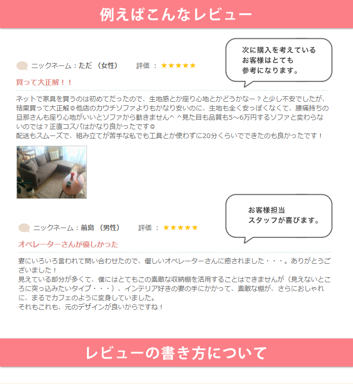 例えばこんなレビュー